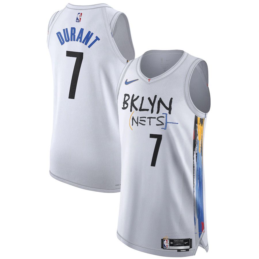 Men Brooklyn Nets #7 Kevin Durant Nike White City Edition 2022-23 Authentic NBA Jersey